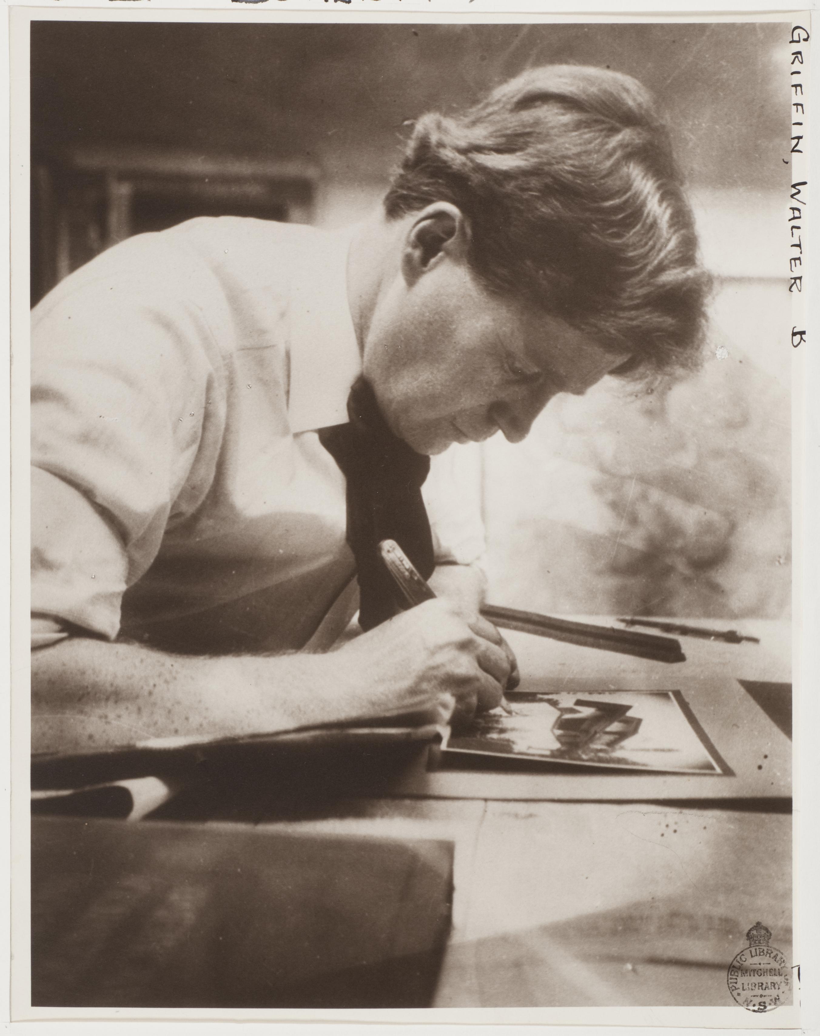 Walter Burley Griffin at his drawing board, 1912